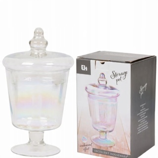 Klosz, patera Szklana bombonierka z efektem hologramu wys. 24 cm
