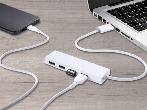 TRONIC Hub USB, z 4 portami USB 3.0 biały