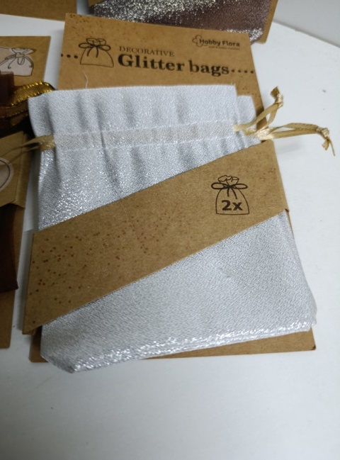 Torebki Woreczki Prezentowe 2 szt. Hobby Flora brokat Prezent