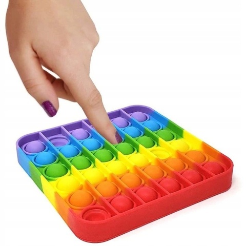 ANTYSTRESOWA ZABAWKA SENSORYCZNA PUSH POP IT KWADRAT RAINBOW