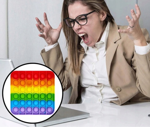 ANTYSTRESOWA ZABAWKA SENSORYCZNA PUSH POP IT KWADRAT RAINBOW