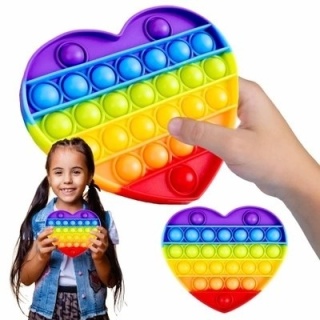 ANTYSTRESOWA ZABAWKA SENSORYCZNA PUSH POP IT SERCE RAINBOW