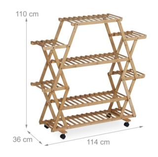 Kwietnik Bambusowa półka na kwiatki, stojak mobilny, jasny brąz