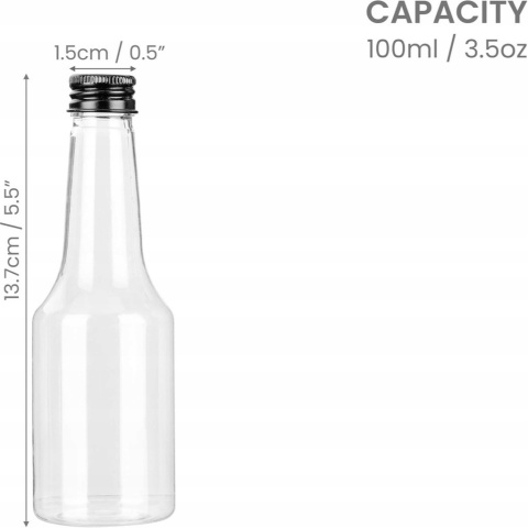 Belle Vous 24 Mini Butelki Plastikowe 100 ml Wielokrotnego Użytku