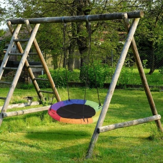 Bocianie gniazdo kolorowe huśtawka dla dzieci i dorosłych Relaxdays Ogród