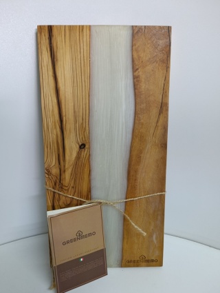 Deska do serwowania duża XXL 46x23 cm, drewno oliwne, biała żywica epoksydowa GREENMEMO, ręcznie robiona
