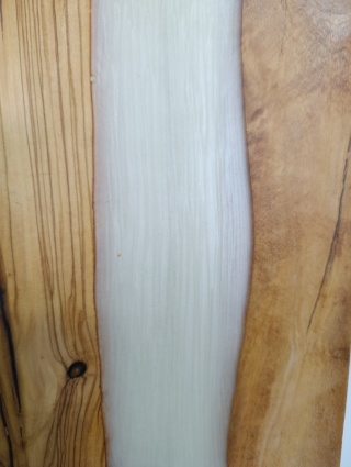 Deska do serwowania duża XXL 46x23 cm, drewno oliwne, biała żywica epoksydowa GREENMEMO, ręcznie robiona