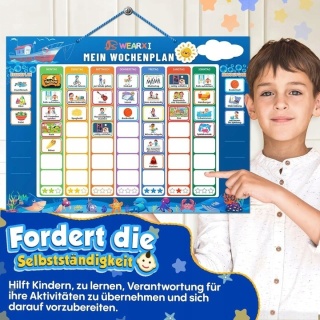 Edukacyjna Tablica magnetyczna + 304 Magnesy Planer Tygodniowy Dla Dzieci j. niemiecki