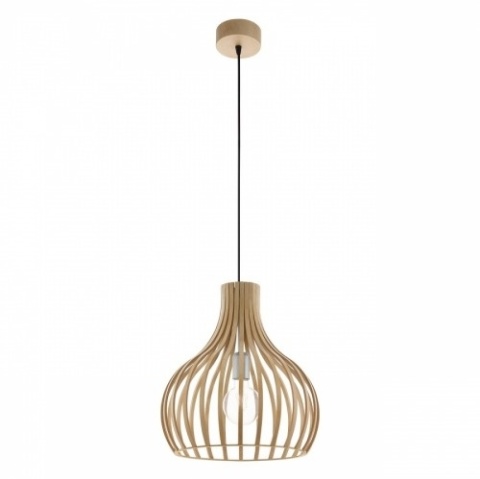 Lampa Eglo 95148 - Żyrandol CARNICO 1xE27/60W/230V. jasn drewno