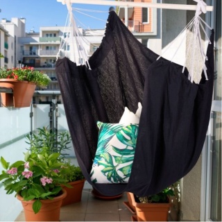 Fotel hamakowy wiszący do domu i ogrodu – czarny