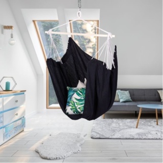 Fotel hamakowy wiszący do domu i ogrodu – czarny