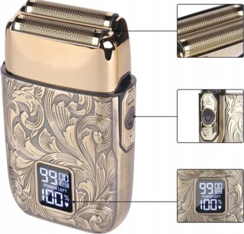 Golarka bezprzewodowa Ufree U-1668 Retro foliowa grawerowana USB LCD