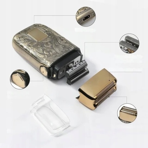 Golarka bezprzewodowa Ufree U-1668 Retro foliowa grawerowana USB LCD