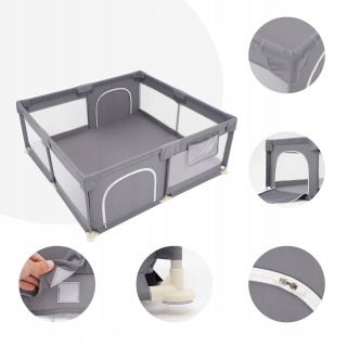 KOJEC SZARY DLA DZIECI NIEMOWLĄT 1,5x1,8 M + GRATIS PIŁKI I UCHWYTY