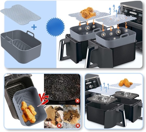 Wkłady silikonowe, Kosze i akcesoria do frytkownicy air fryer silikon zestaw HY2877