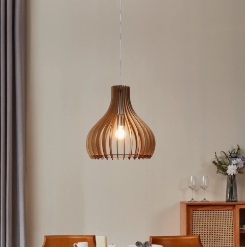 Lampa Eglo 95148 - Żyrandol CARNICO 1xE27/60W/230V. jasn drewno