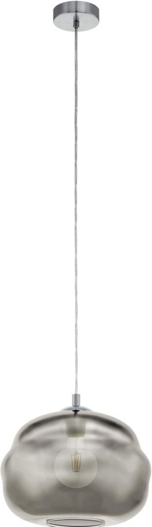 Lampa Sufitowa Wisząca DOGATO E27 Srebrna z dymionym kloszem EGLO