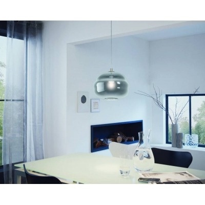 Lampa Sufitowa Wisząca DOGATO E27 Srebrna z dymionym kloszem EGLO