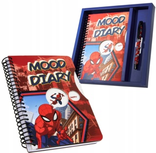 Marvel Spiderman Kolorowy Interaktywny Dziennik Notes + Naklejki + Długopis