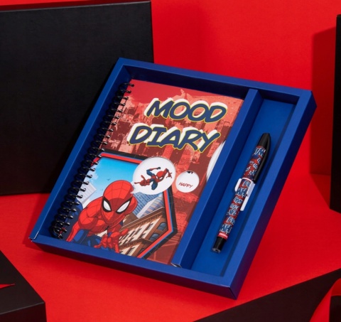 Marvel Spiderman Kolorowy Interaktywny Dziennik Notes + Naklejki + Długopis