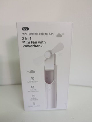 Mini wentylator USB, kompaktowy, 3 poziomy nawiewu, Powerbank