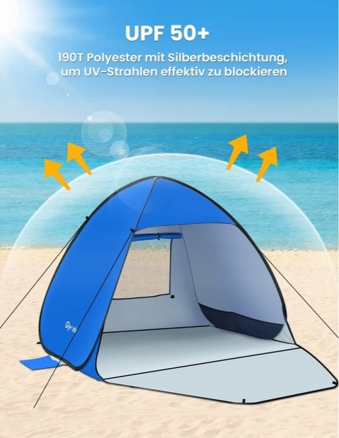 Namiot Plażowy Samorozkładający Pop-Up Glymnis BT-SK02 UPF 50+ Zapinany