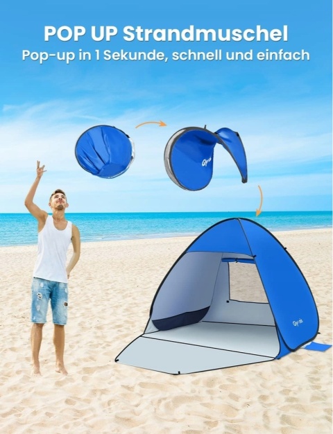 Namiot Plażowy Samorozkładający Pop-Up Glymnis BT-SK02 UPF 50+ Zapinany