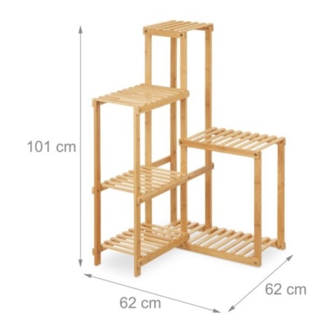 Kwietnik Narożna półka na rośliny, bambus, stojak na kwiaty Relaxdays