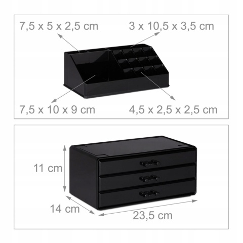 Organizer na przybory do makijażu z 3 szufladami, Relaxdays