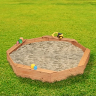 PIASKOWNICA DREWNIANA OŚMIOKĄTNA Z ŁAWECZKAMI IMPREGNOWANA170CM