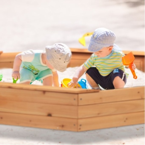 PIASKOWNICA DREWNIANA OŚMIOKĄTNA Z ŁAWECZKAMI IMPREGNOWANA170CM