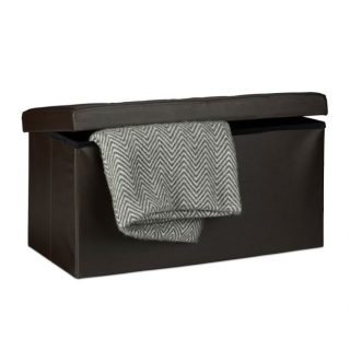 Pufa składana ławka ekoskóra 76 x 38 x 38 cm brązowa