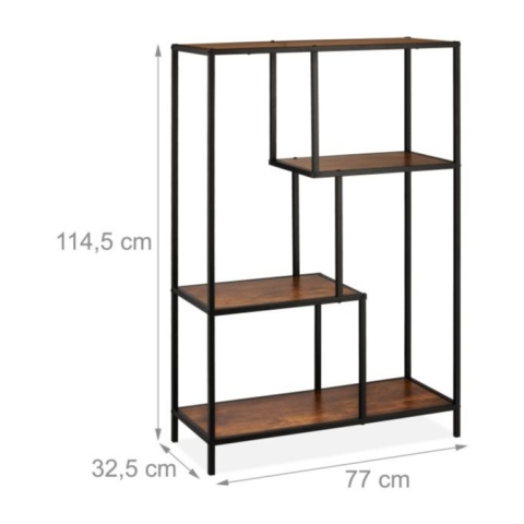 Regał Relaxdays 77 cm x 114 cm x 32,5 cm drewno, styl industrialny, półka