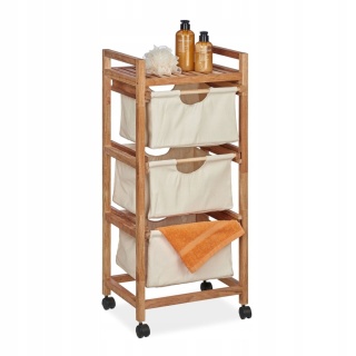 Regał łazienkowy z 3 wysuwanymi koszami Bambusowy ze stabilną konstrukcją