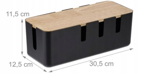 Relaxdays Organizer Do Kabli Przewodów Bambusowy Czarny
