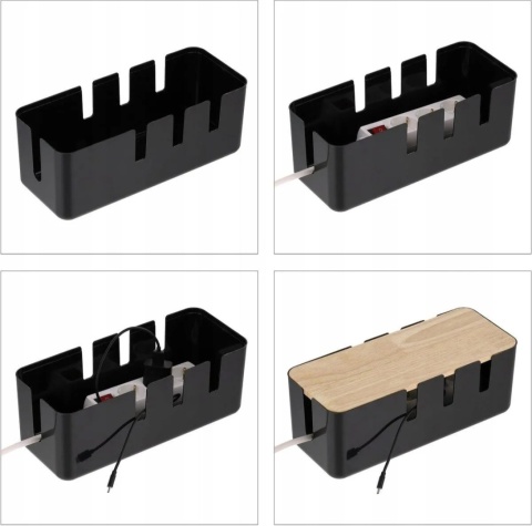 Relaxdays Organizer Do Kabli Przewodów Bambusowy Czarny