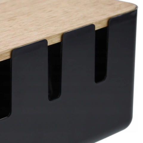 Relaxdays Organizer Do Kabli Przewodów Bambusowy Czarny