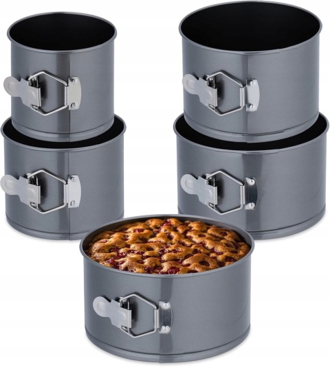 Relaxdays Zestaw tortownic 5-częściowy, Ø 12, 14, 16, 18, 20 cm, stal