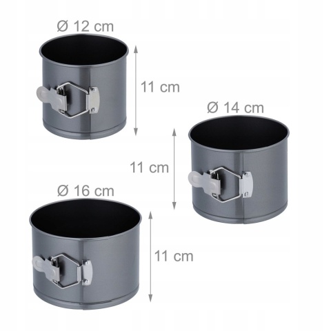 Relaxdays Zestaw tortownic 5-częściowy, Ø 12, 14, 16, 18, 20 cm, stal