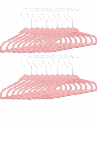 Relaxdays welur wieszaki dla dzieci 20szt róż