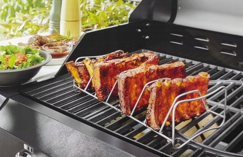 Ruszt Do Grilowania Żeberek BBQ Stal Nierdzewna Stojak do żeberek
