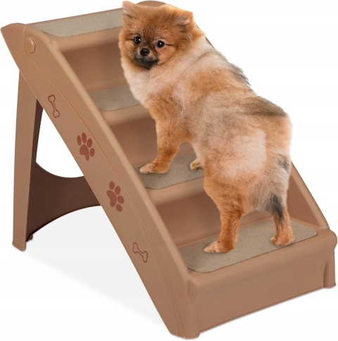 Schody Relaxdays 4 stopnie beżowe schodki 49x39x61cm dla zwierząt domowych