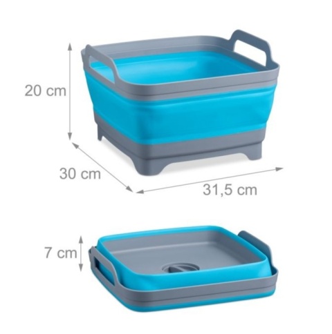 Składany zlewozmywak 9 l na kemping Relaxdays, z odpływem
