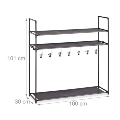 Szafka na buty wieszaki na kozaki Praktyczny regał na buty Czarny 60x30x101