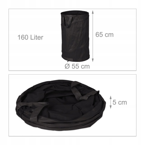 Worki na liście, trawę Zestaw 3 szt Relaxdays 55x65 cm czarne