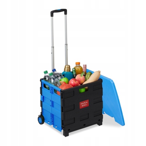 Wózek koszyk na narzędzia zakupy składany z pokrywką 2 kółka transportowy