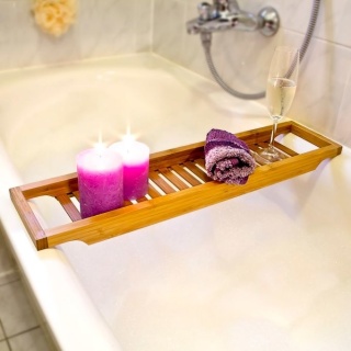 Bambusowa półka do wanny Relaxdays 65 cm