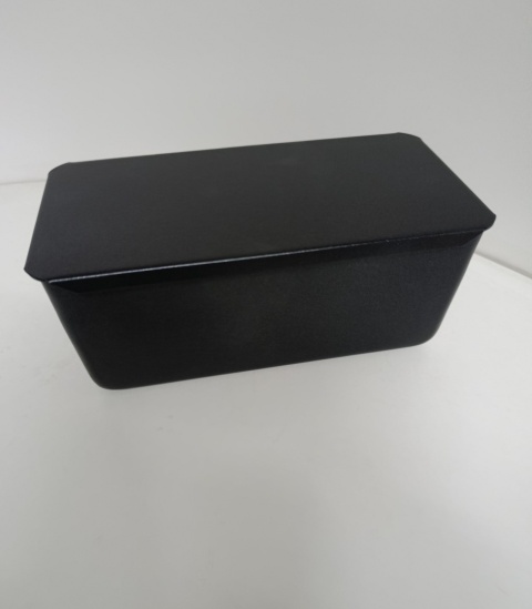 Czarny metalowy pojemnik na pieczywo, chlebak 23x12 cm z pokrywką