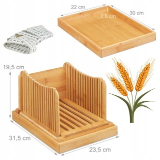 DESKA do krojenia KRAJALNICA do CHLEBA manualna bambusowy pomocnik z TACKĄ