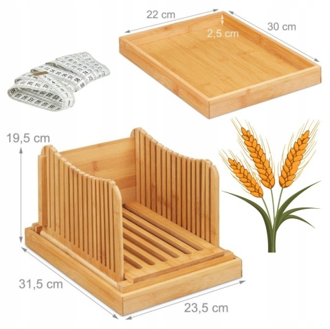 DESKA do krojenia KRAJALNICA do CHLEBA manualna bambusowy pomocnik z TACKĄ